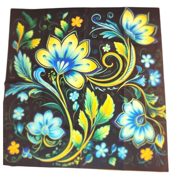 Bright Floral Polyester Fabric Panels 19"x18.5" Set Of 2 For Sewing Projects - Picture 1 of 11